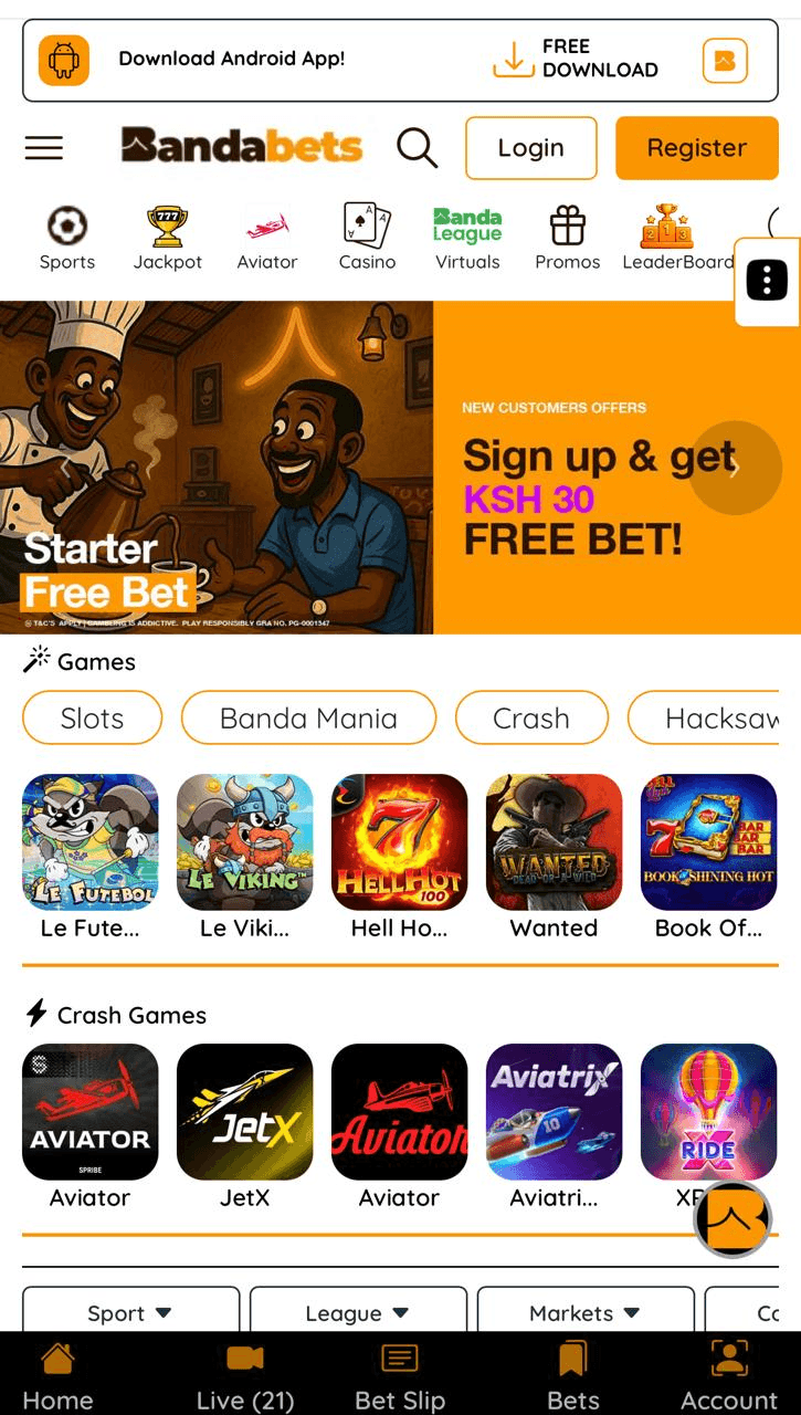 BandaBets — interface